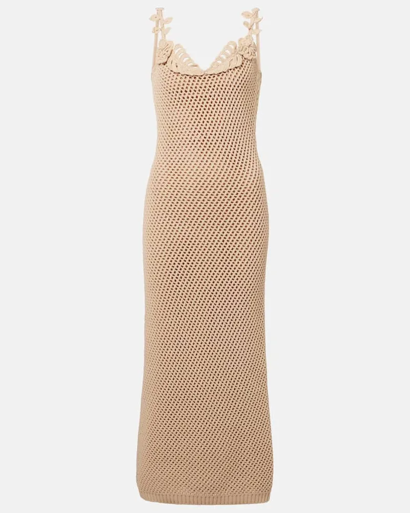 Elie Saab Abito lungo in mesh Beige