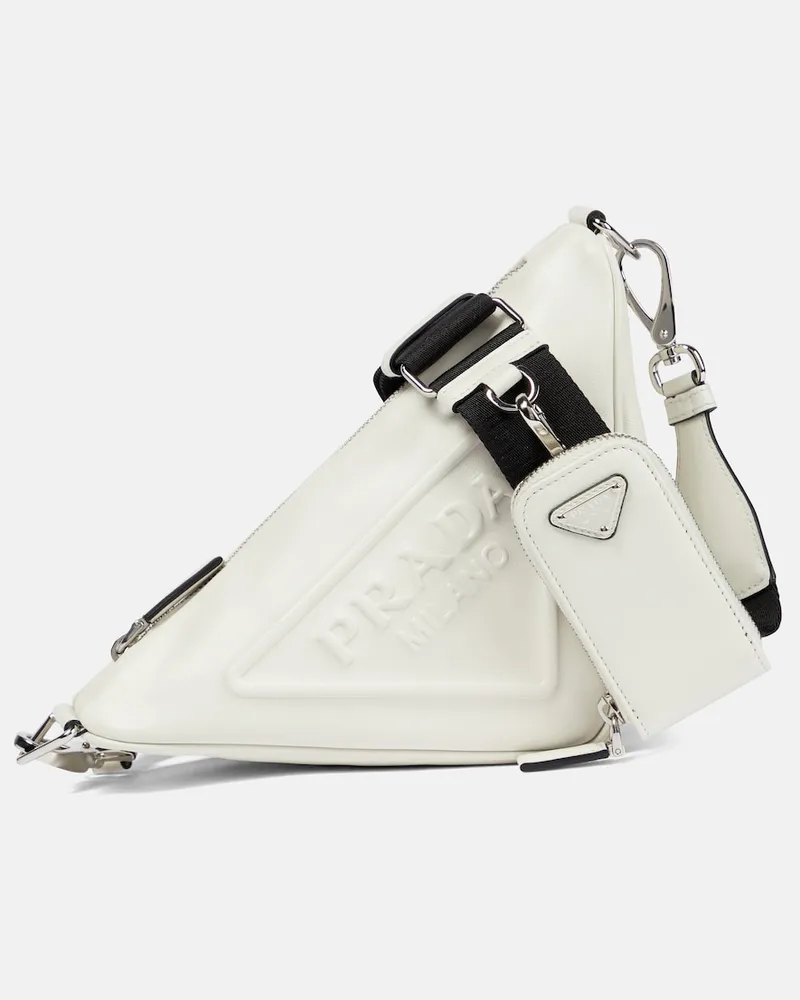 Prada Borsa a spalla Prada Triangle in pelle Bianco