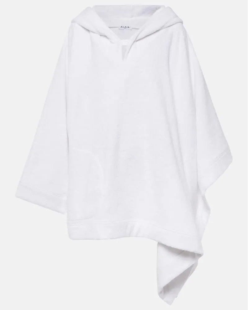 Alaïa AlaÃ¯a Felpa cropped in cotone Bianco