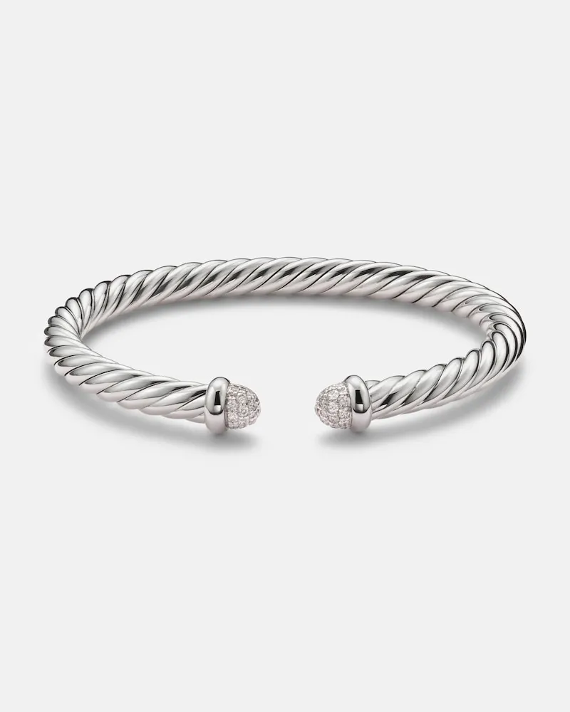 David Yurman Bracciale Cable Flex® in argento sterling 925 con diamanti Argento