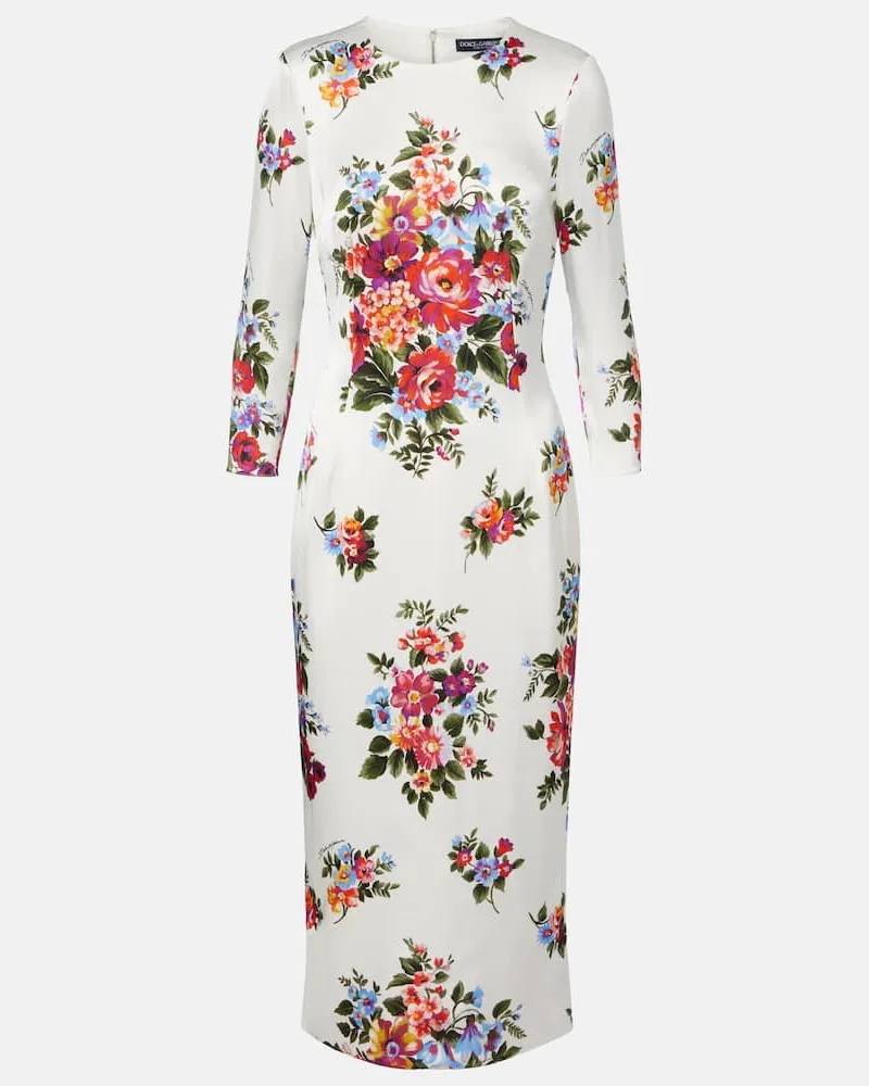 Dolce & Gabbana Abito midi con stampa floreale Bianco