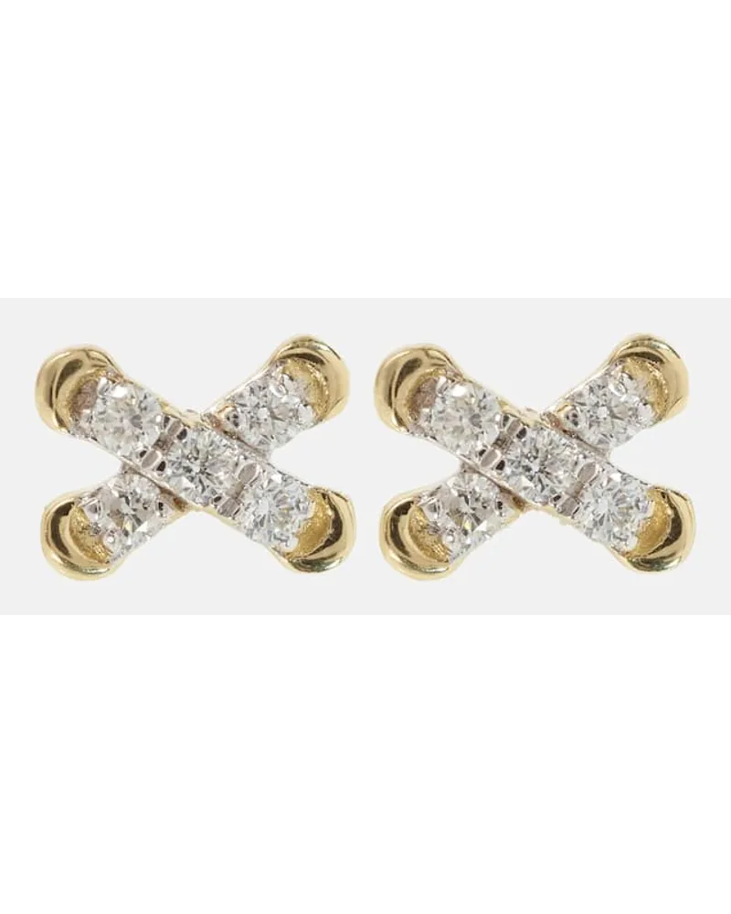 Stone & Strand Orecchini Diamond Cross Stitch in oro 14kt con diamanti Oro