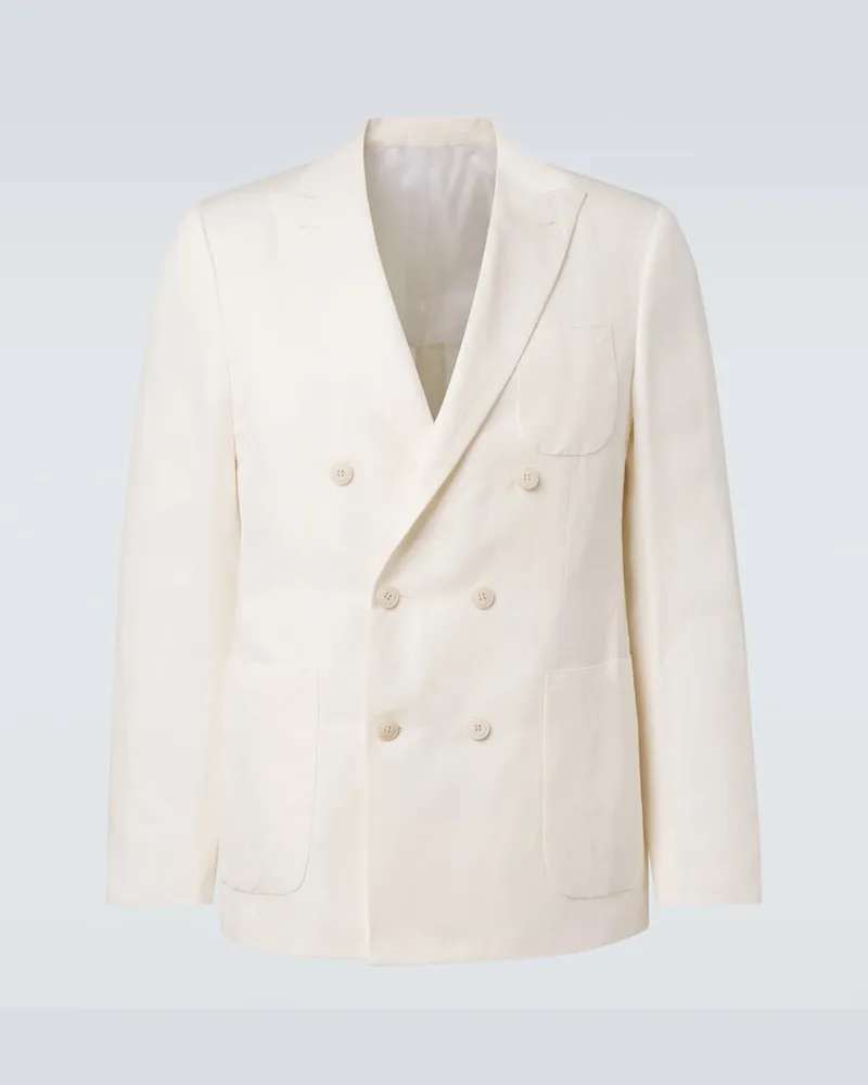 Canali Blazer in lino e seta Bianco