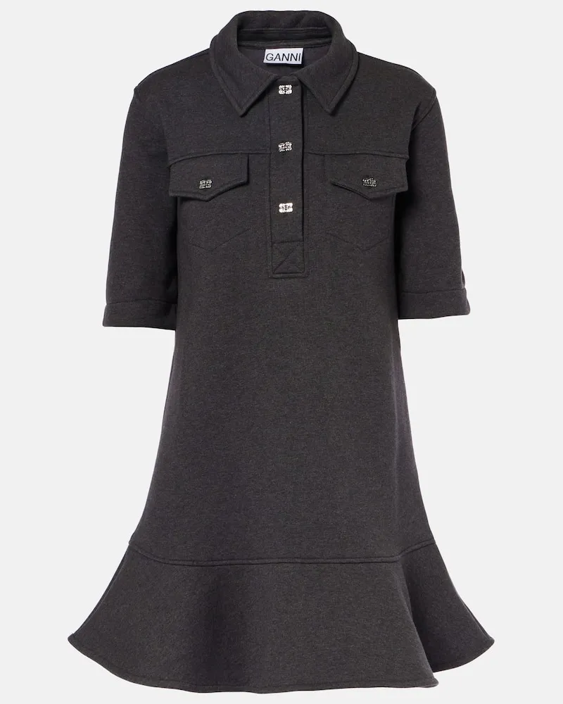 Ganni Pantaloni slim in cotone a righe Nero
