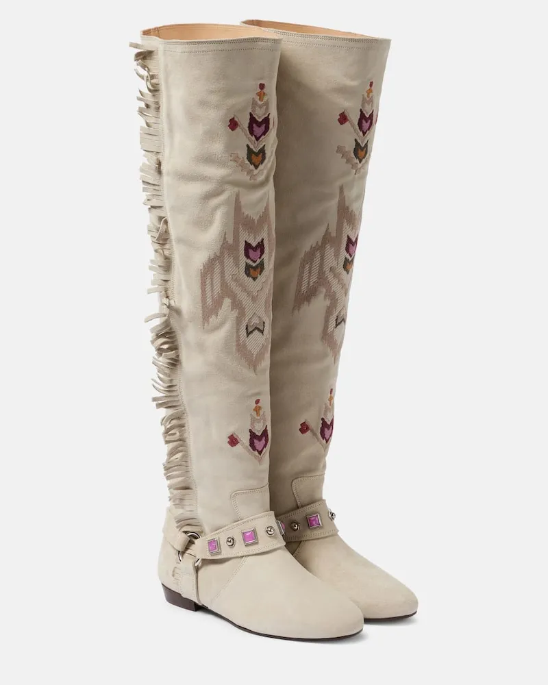Isabel Marant Stivali Soska in suede Bianco