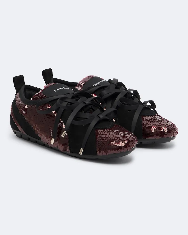 Simone Rocha Sneakers Ballerina Grip con paillettes Borgogna