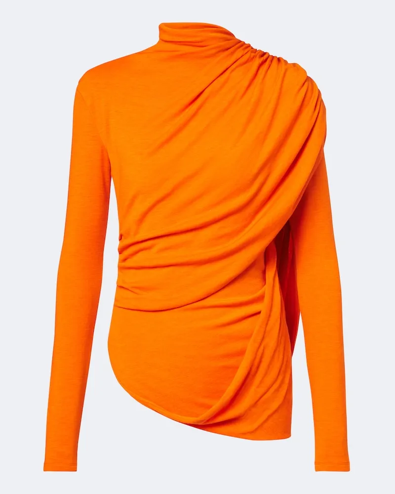 Thierry Mugler Top a mantella in misto lana Arancione