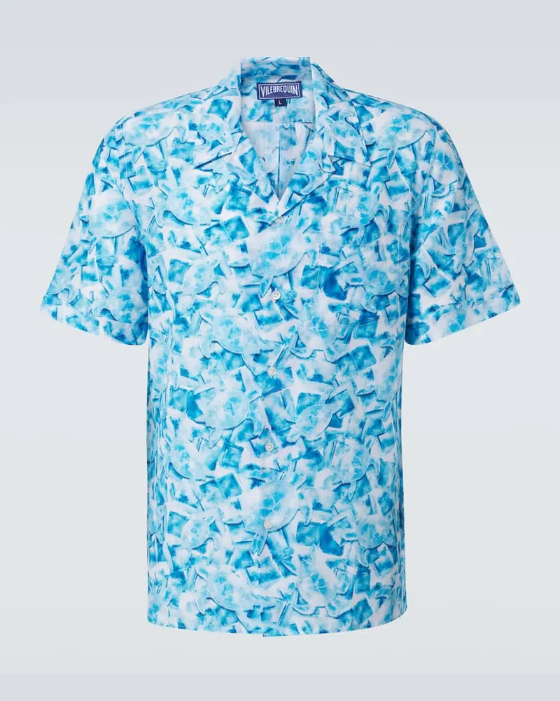 Vilebrequin Camicia bowling Charli in cotone e seta Blu