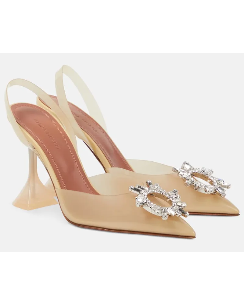 Amina Muaddi Pumps slingback Begum in PVC con cristalli Beige