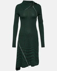 Burberry Abito midi in misto lana Burberry Check Verde