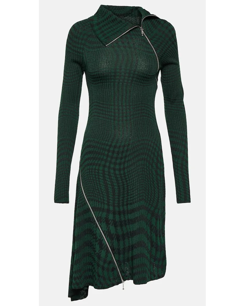 Burberry Abito midi in misto lana Burberry Check Verde