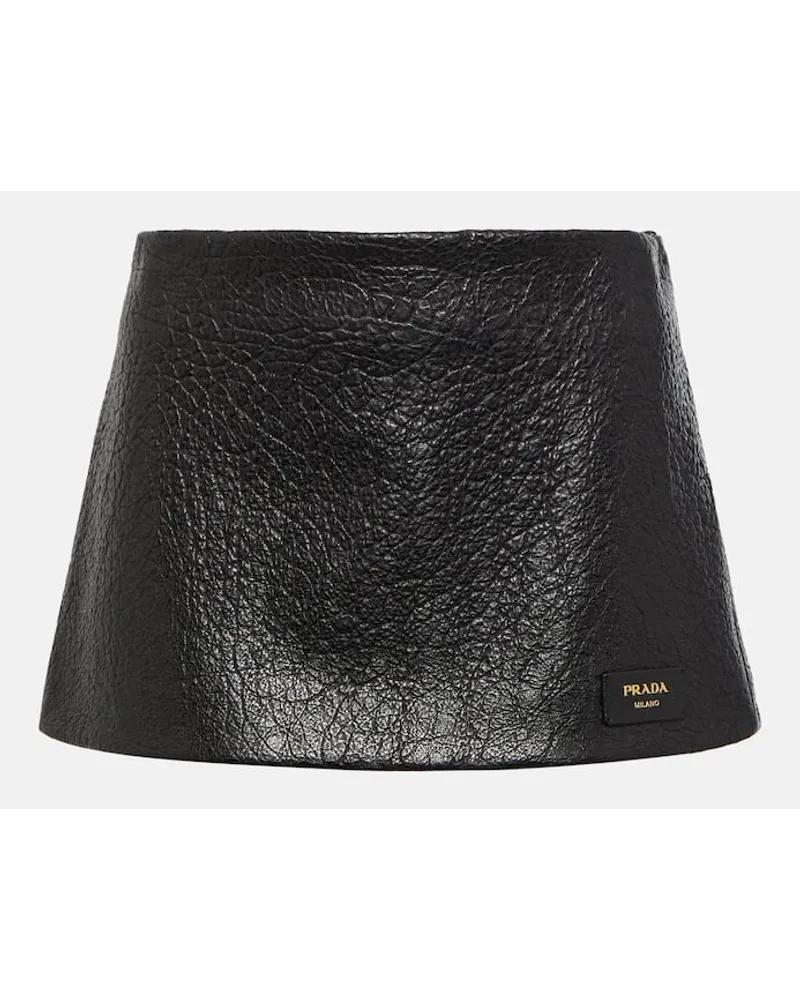 Prada Minigonna in pelle a vita bassa Nero