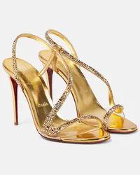 Christian Louboutin Sandali Rosalie Strass in suede con cristalli Oro