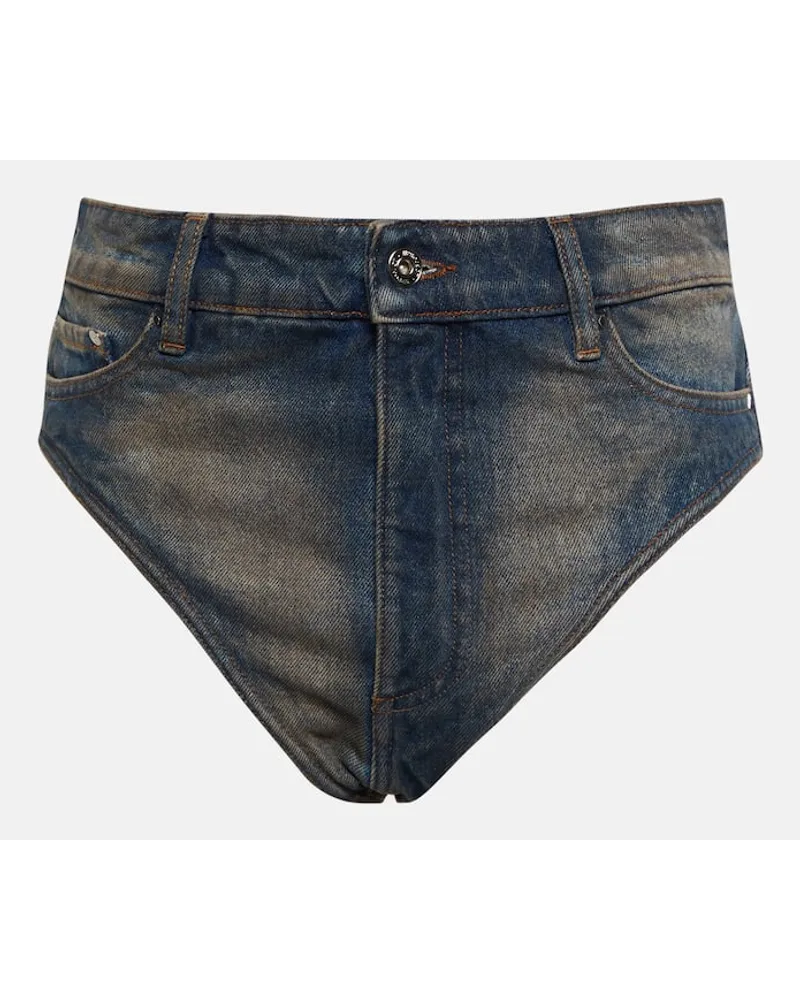 Y/PROJECT Shorts di jeans a vita alta Janty Blu