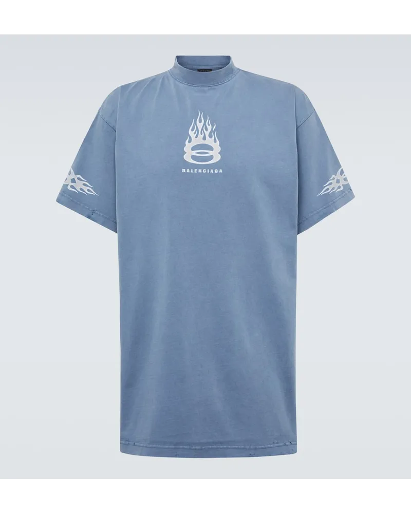 Balenciaga T-shirt Burning Unity in jersey Blu