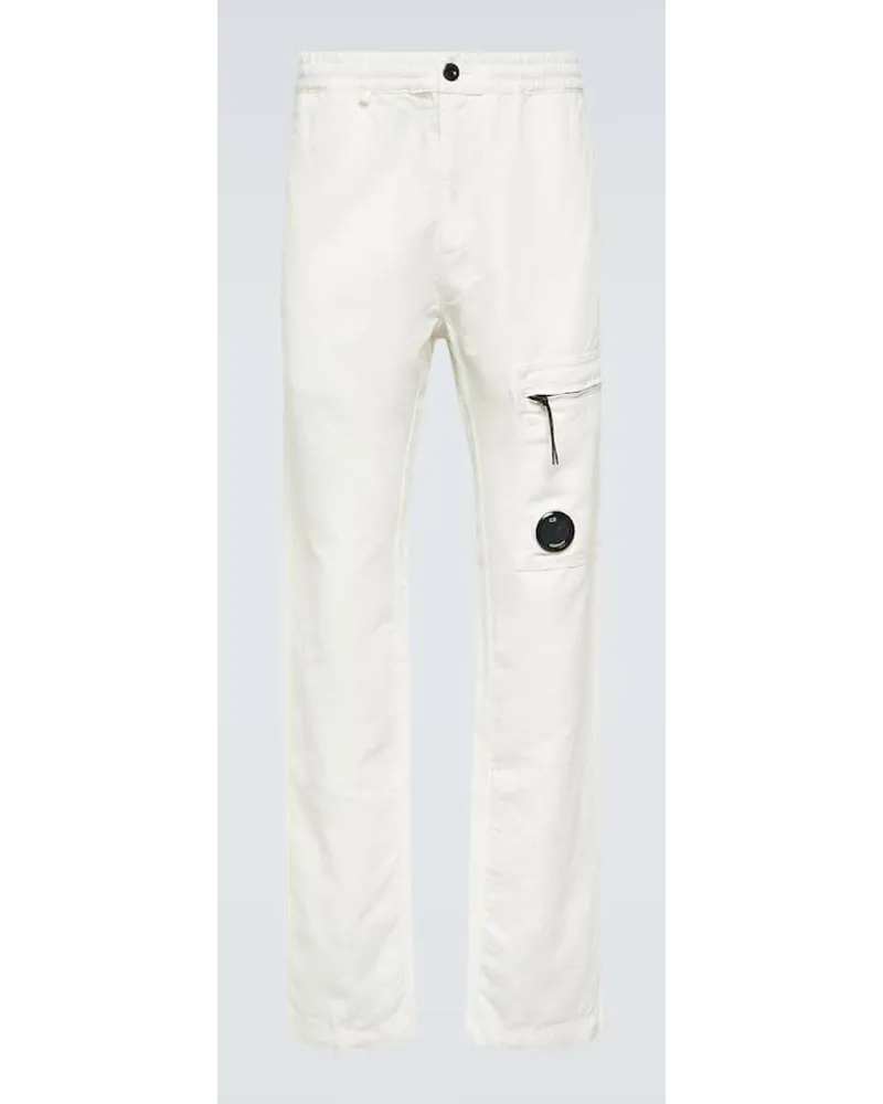 C.P. Company Pantaloni regular in cotone e lino Bianco