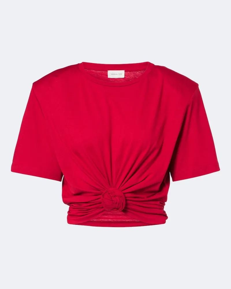 Magda Butrym Top cropped in misto cotone Rosso