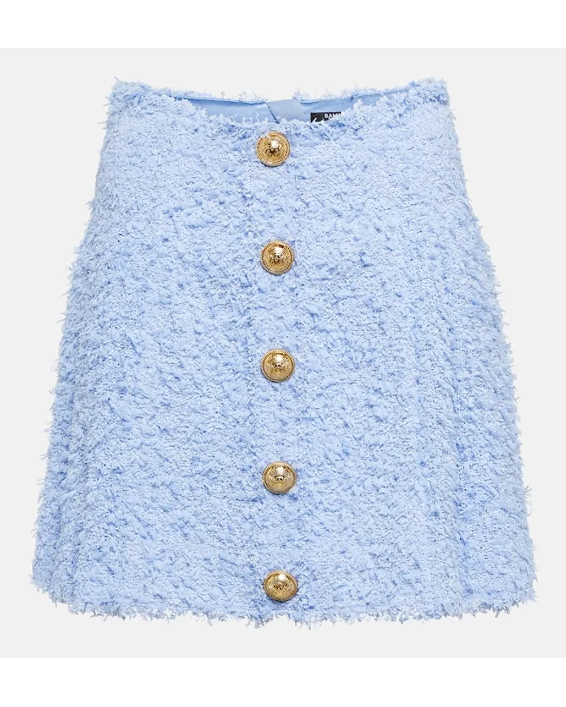 Balmain Minigonna in bouclÃ Blu