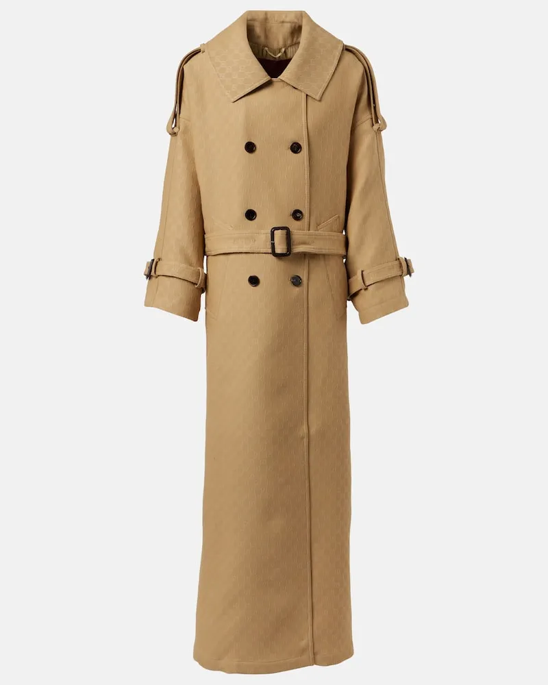Gucci Trench in crÃªpe di lana e seta GG Beige
