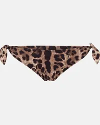 Dolce & Gabbana Slip bikini con stampa leopardata Beige