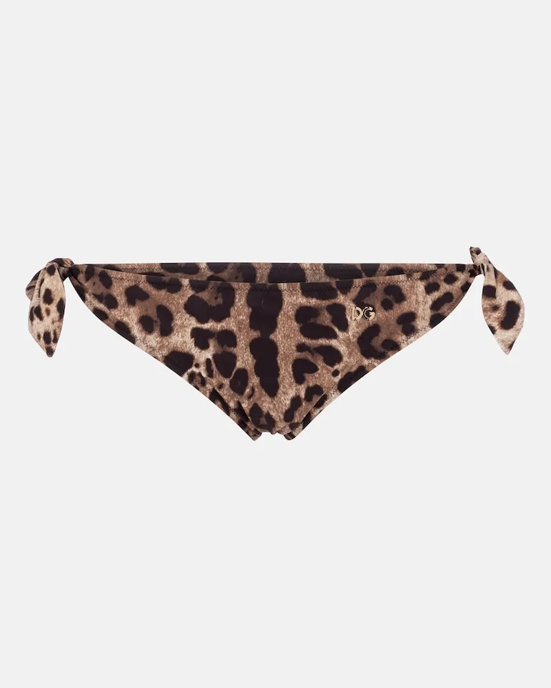 Dolce & Gabbana Slip bikini con stampa leopardata Beige
