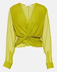 Christopher Esber Blusa Springs in georgette di seta Verde