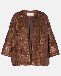 Dries van Noten Giacca con paillettes Marrone