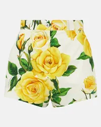 Dolce & Gabbana Shorts a vita alta in cotone con stampa Bianco