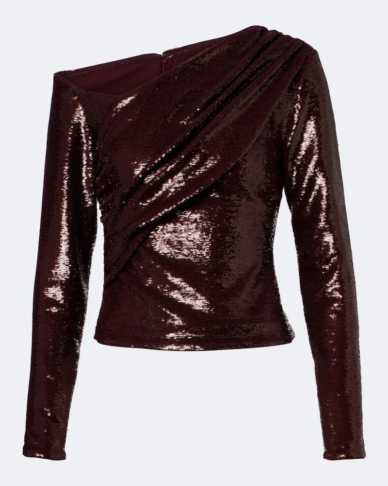 Roland Mouret Top asimmetrico con paillettes Borgogna