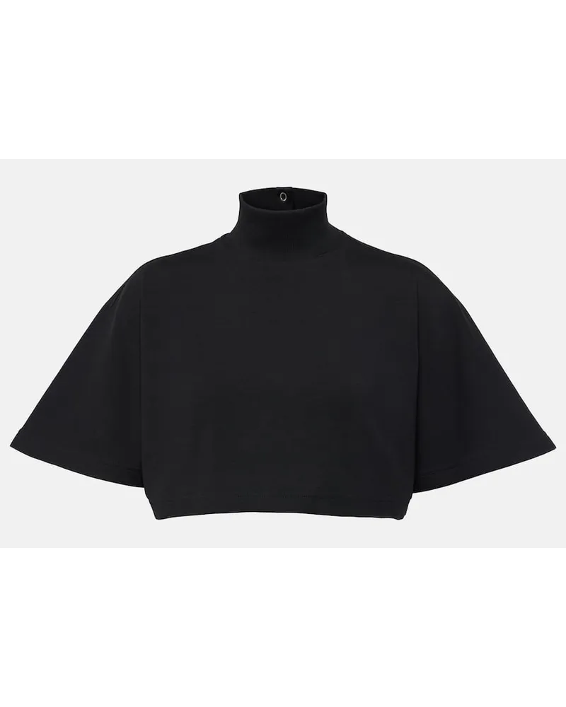 Alaïa AlaÃ¯a Top cropped in jersey di cotone Nero