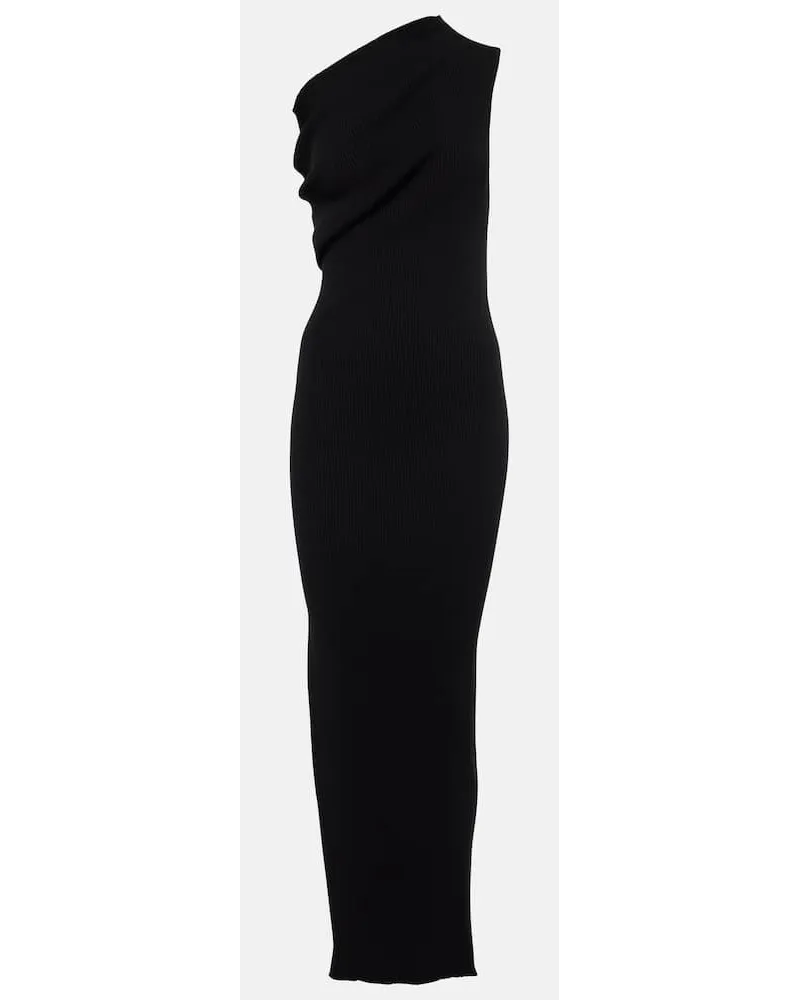 Rick Owens Abito lungo monospalla in jersey Nero