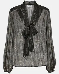 RIXO Blusa Moss in jacquard metallizzato Nero