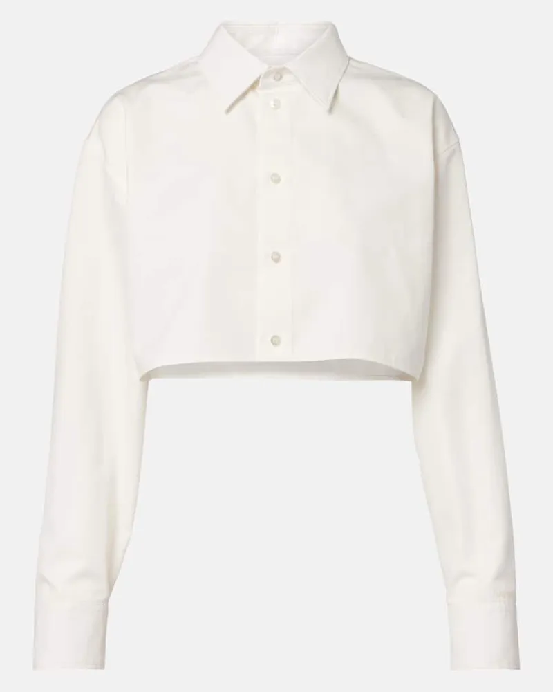 Balenciaga Camicia cropped in popeline di cotone e seta Bianco