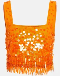 STAUD Top cropped con paillettes Arancione