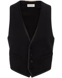 Saint Laurent Gilet in lana grain de poudre Nero