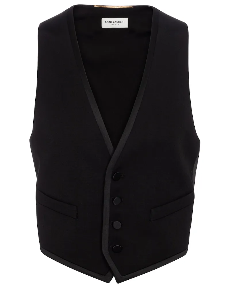 Saint Laurent Gilet in lana grain de poudre Nero