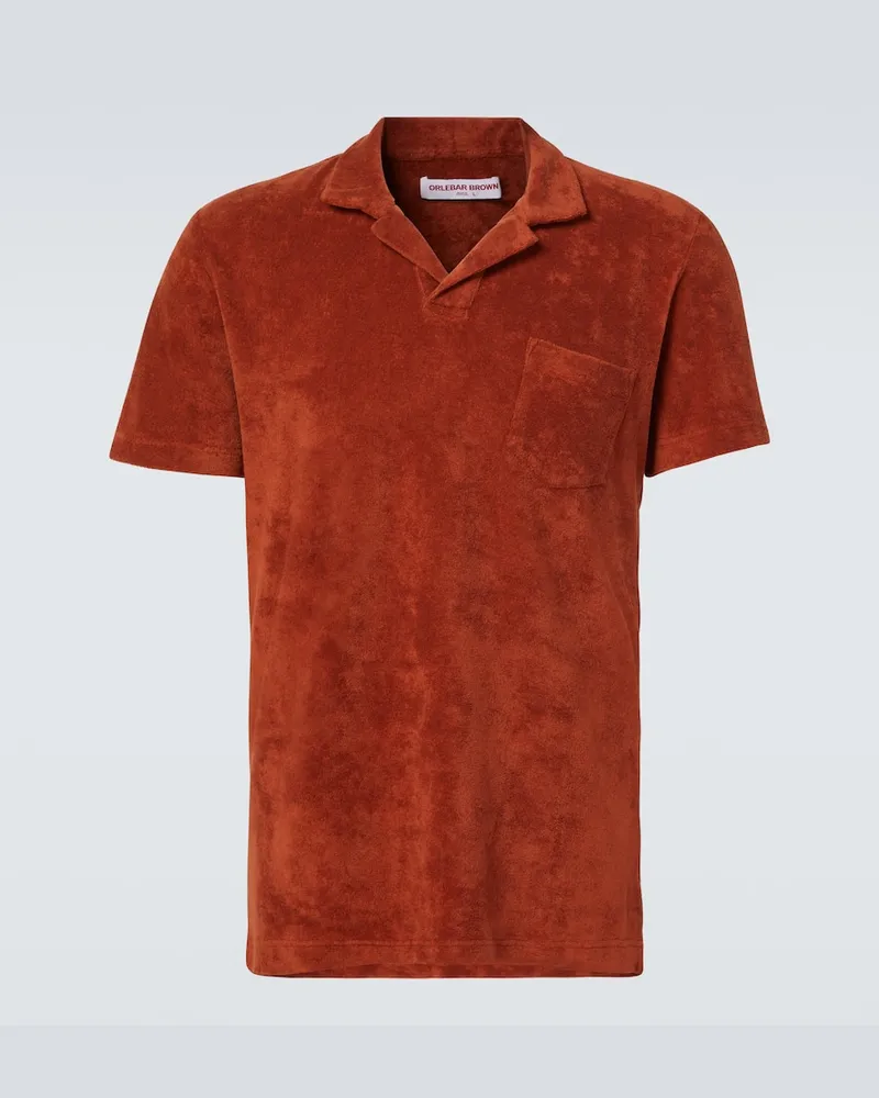Orlebar Brown Polo in spugna di cotone Rosso