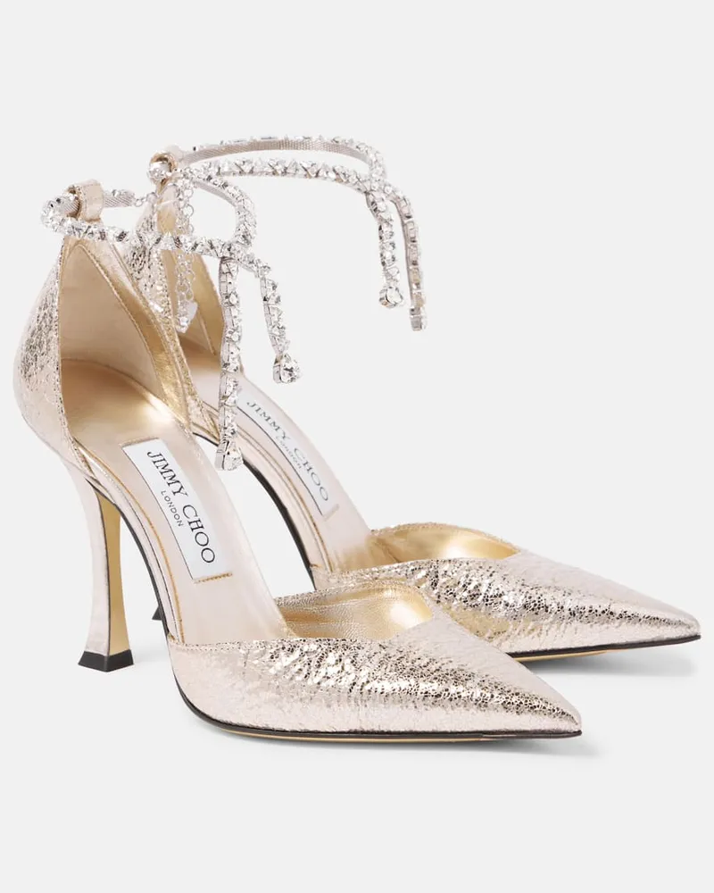 Jimmy Choo Pumps Stevie 100 in similpelle con cristalli Oro