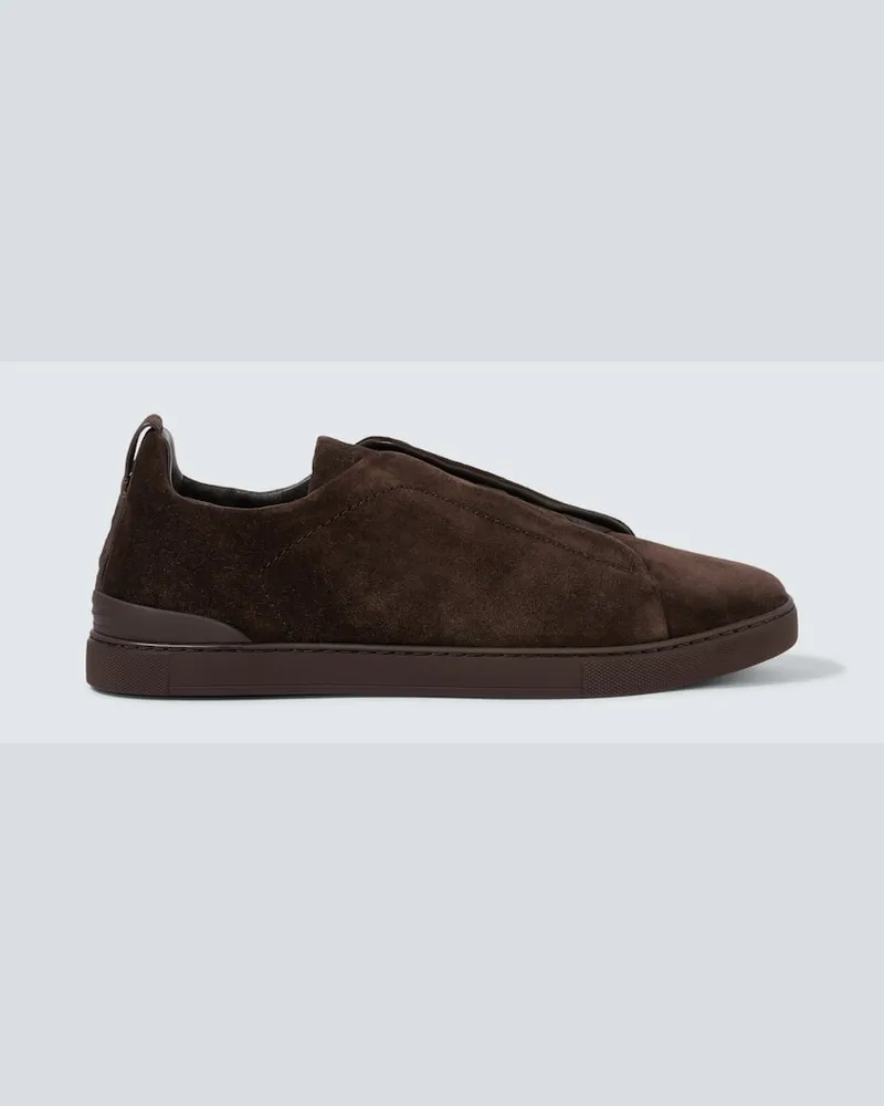 Ermenegildo Zegna Sneakers Triple Stitch in suede Nero