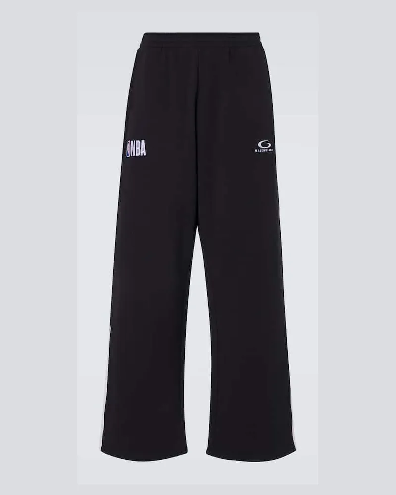 Balenciaga X NBA - Pantaloni sportivi in pile di cotone con logo Nero