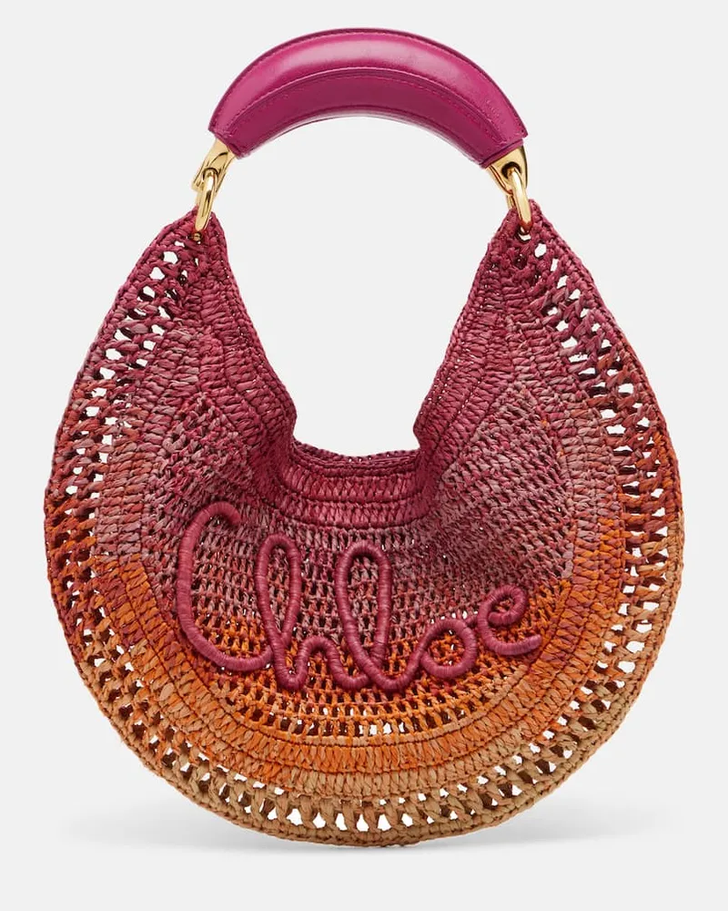 Chloé ChloÃ© Borsa a spalla Summer Banana Medium in rafia Arancione