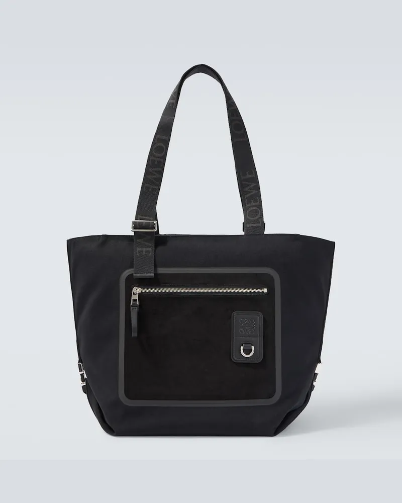 Loewe Borsa Flex Medium in canvas e suede Nero