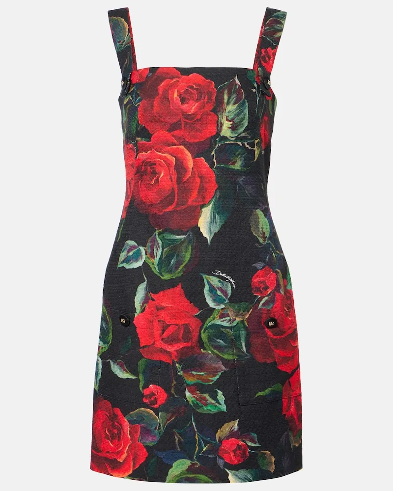 Dolce & Gabbana Abito corto con stampa floreale Nero