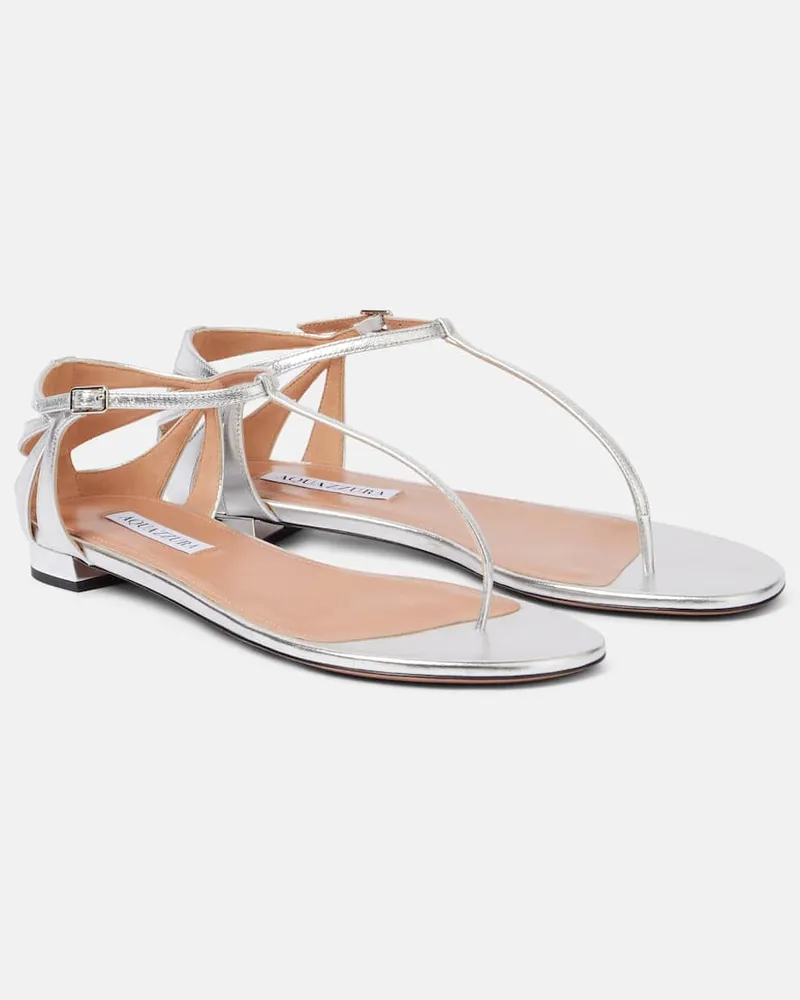 Aquazzura Sandali Frida in pelle metallizzata Argento