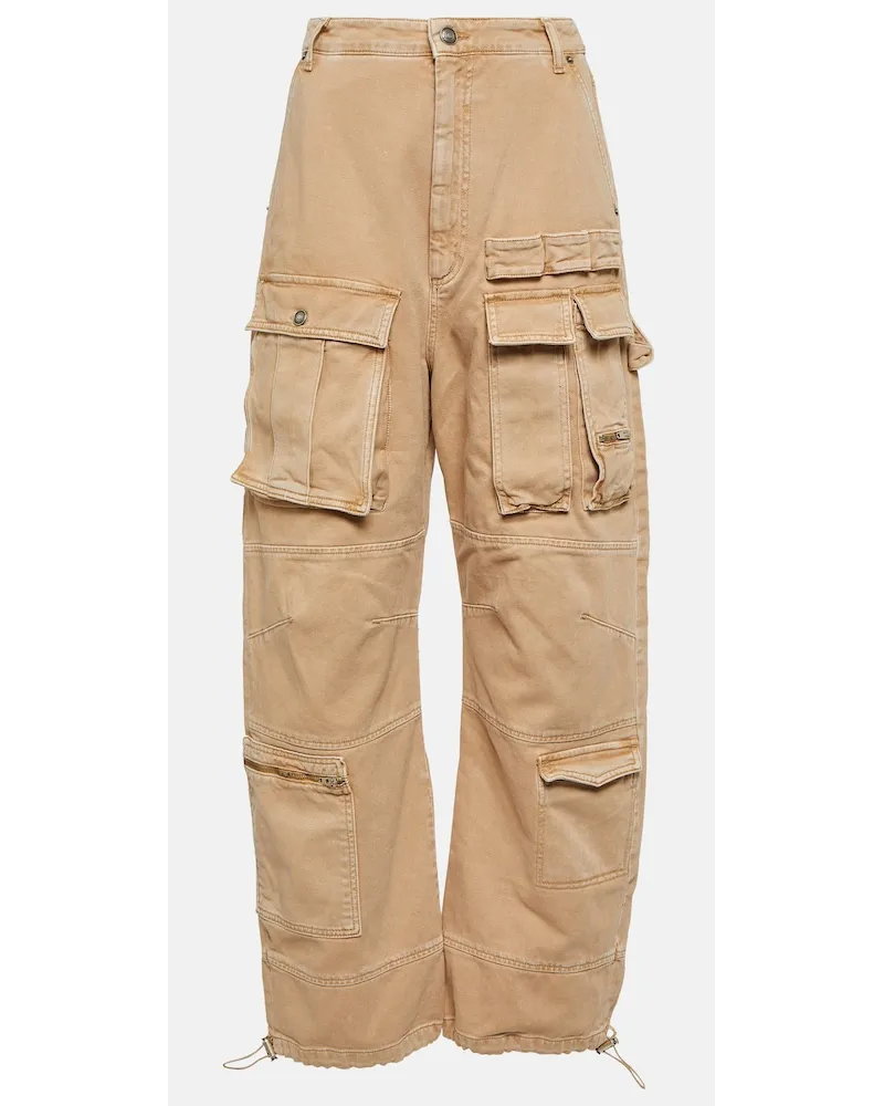 SPORTMAX Pantaloni cargo di jeans a gamba larga Beige