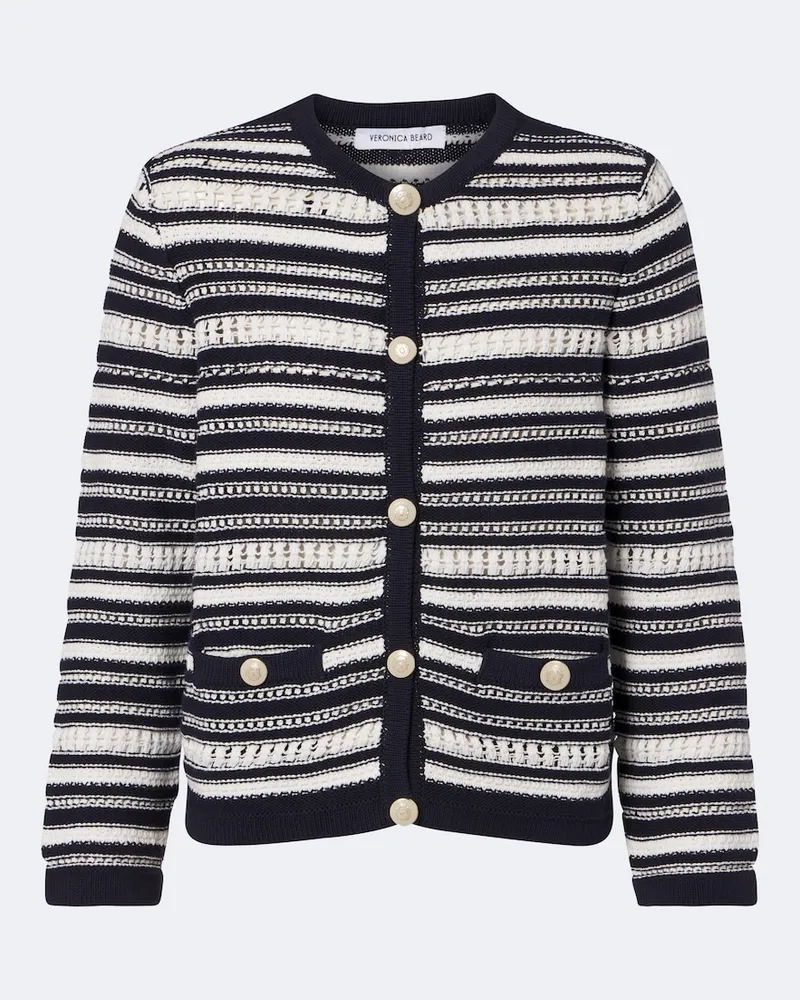 Veronica Beard Cardigan Bellingham in cotone a righe Blu