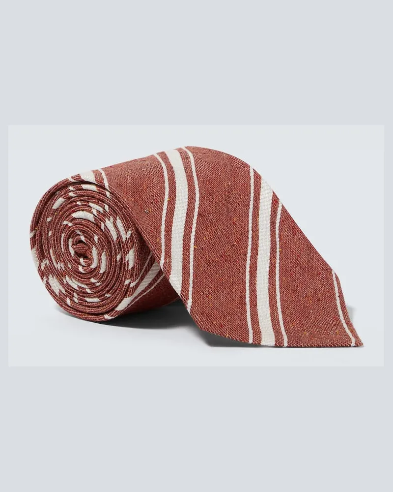 Dunhill Cravatta in jacquard di seta a righe Borgogna