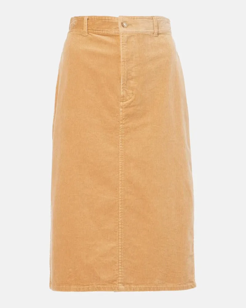 Ralph Lauren Gonna a tubino in velluto a coste Beige