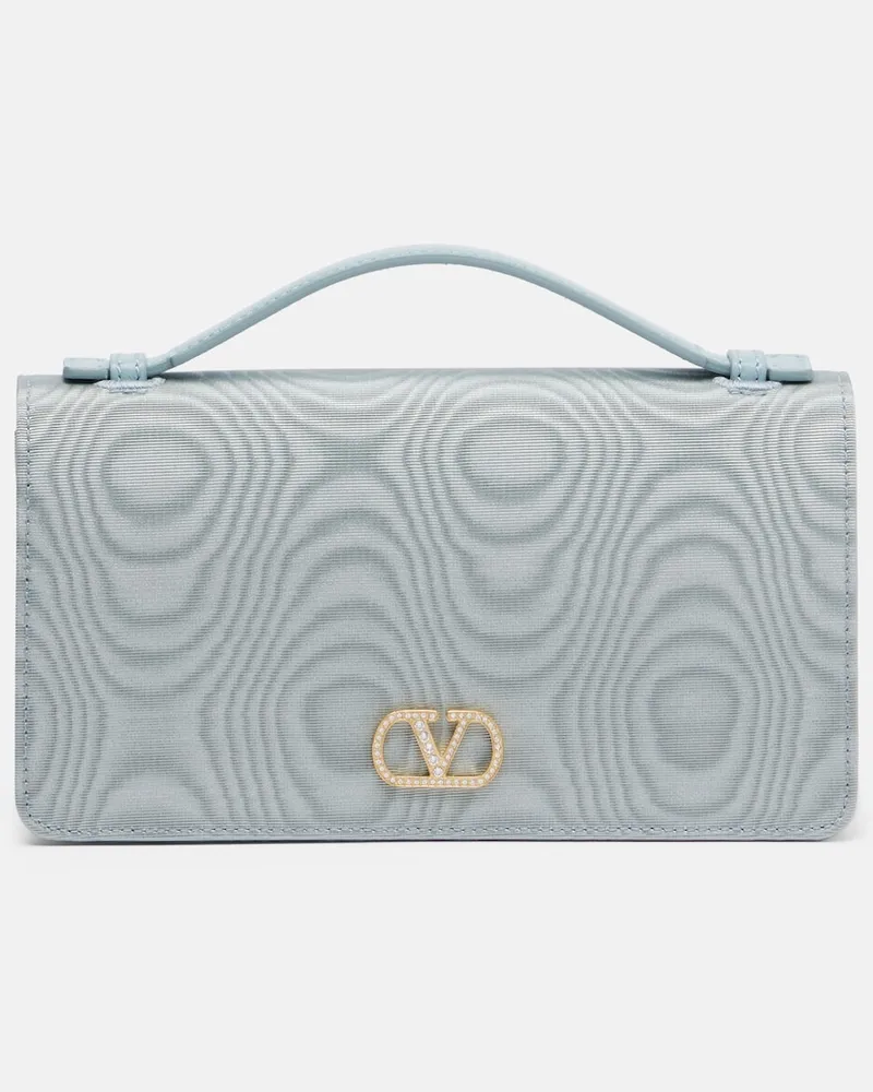 Valentino Garavani Clutch VLogo Signature Mini in moiré Blu