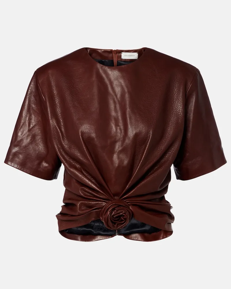 Magda Butrym Top cropped in pelle Marrone